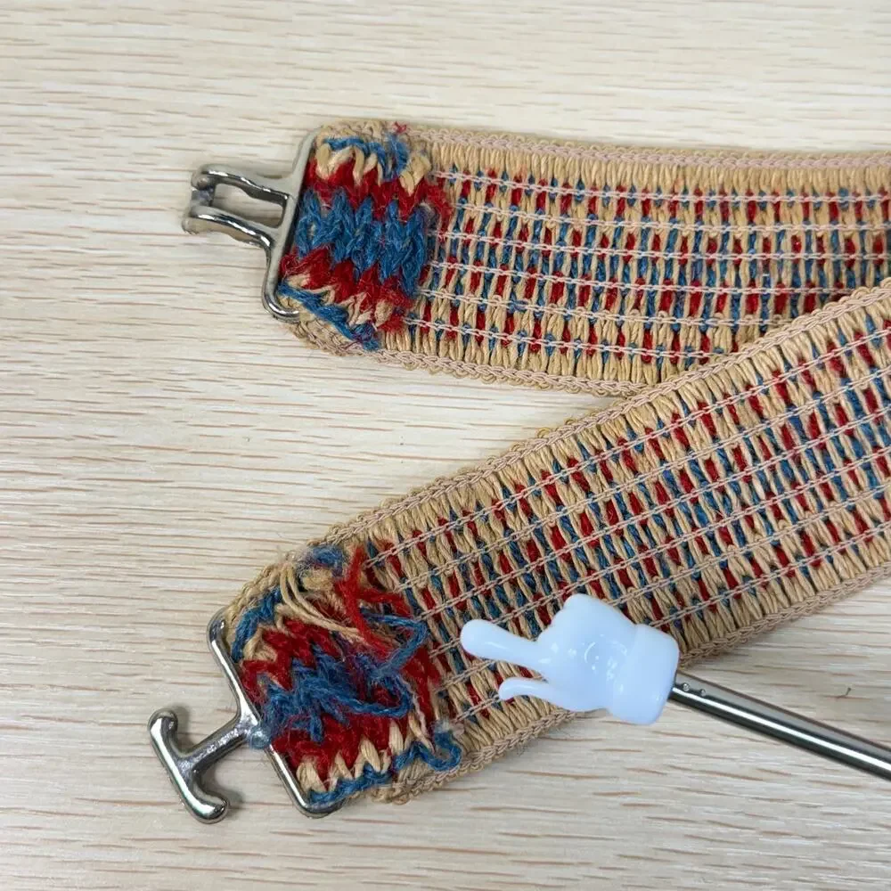 Vintage 70s Woven Chevron Stretch Belt Hippie Boho Coastal Cowgirl Retro XS S M